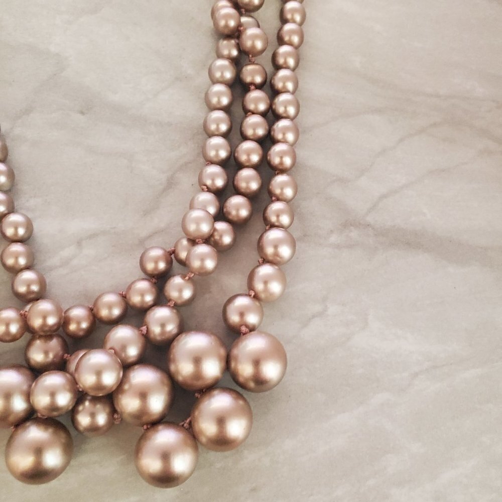 🍾 Rare HTF Vintage J.Crew Gold Pearl Twisted Statement Wedding Twisted Hammock - Picture 5 of 12